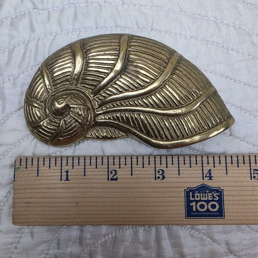 Vintage MCM Solid Brass Sea Shells Starfish Wall Hanging Decor Set of 4 Art Deco
